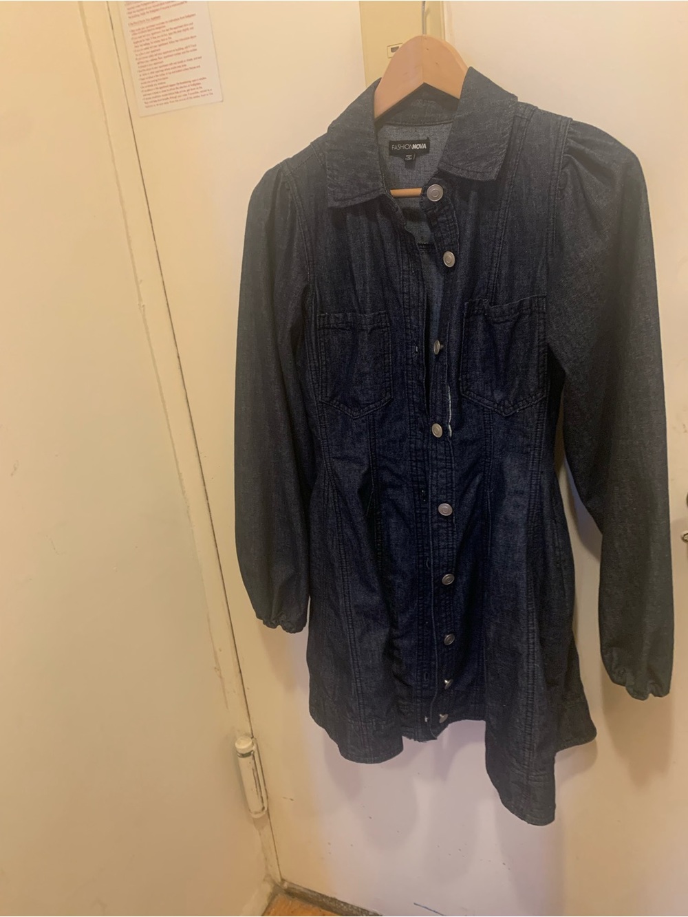 NEW Fashion Nova Dark Blue Denim Button-Front Jacket/mini shirt dress, size P/XS